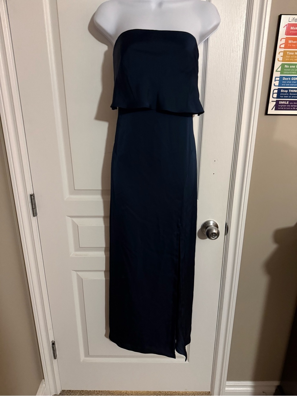 Azazie Strapless Navy Maxi Dress Brand new